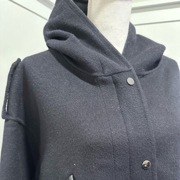 Maje Hooded Wool Blend Coat - Picture 3 of 14